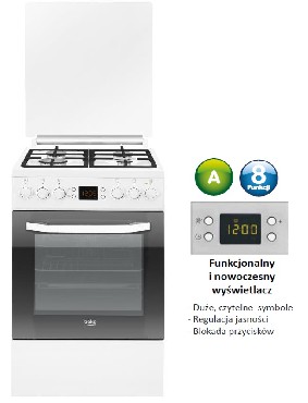 Kuchnia elektryczna z pyt gazow BEKO CSM 52326 DW