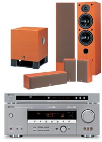 Zestaw kina domowego Yamaha RXV-457+ DVD-557+NS-45+ NSP60+ YST-SW030