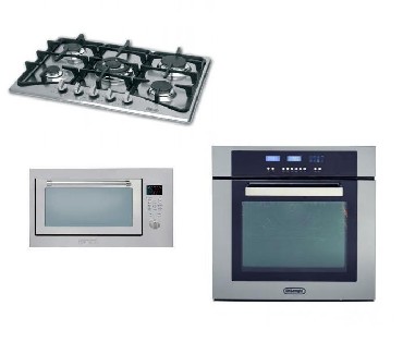 Piekarnik + Pyta gazowa + Kuchenka mikrofalowa DeLonghi DMA 8 ELX + PGP 75 T XLV + MW 300 S