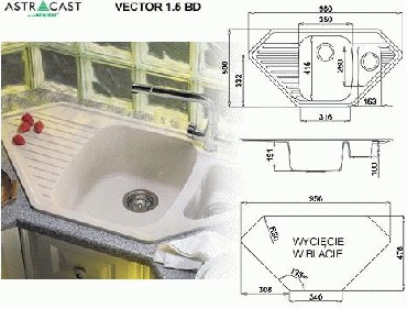 Zlewozmywak + bateria Astracast Vector 1.5 BD + Danube + akcesoria