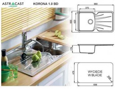 Zlewozmywak kuchenny Astracast KORONA 1.0BD