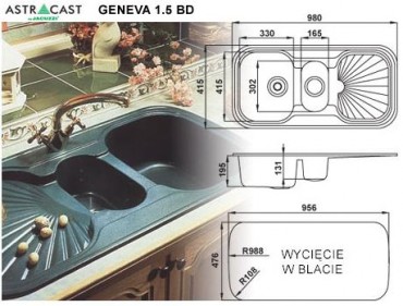 Zlewozmywak kuchenny Astracast GENEVA 1.5BDR finesse rozdr