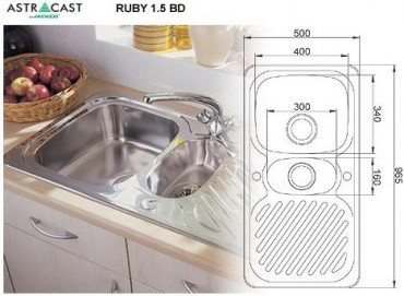 Zlewozmywak kuchenny Astracast RUBY 1.5BD